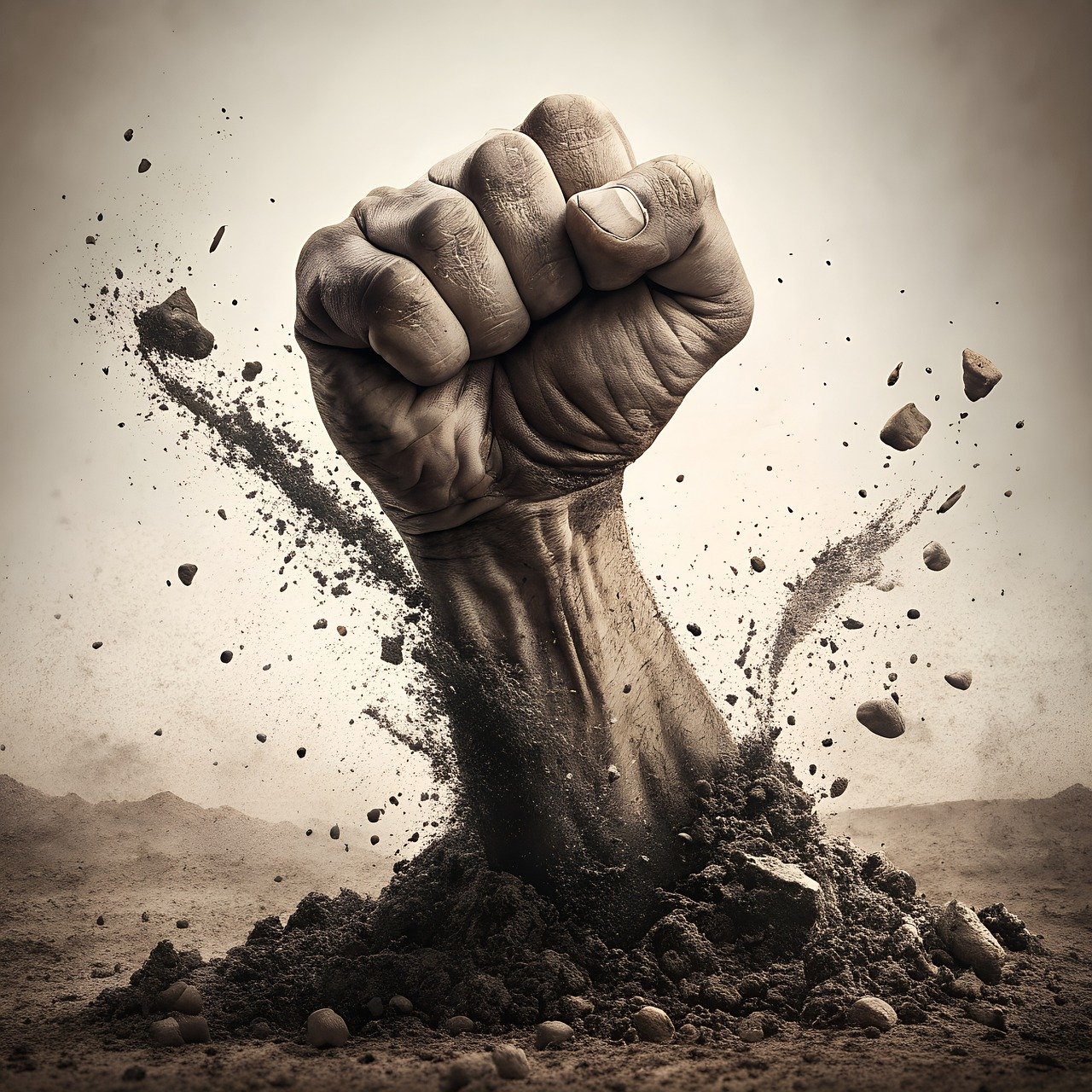 fölből kitörő, kicsapó ököl